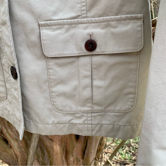 L.L.Bean Chore Coat/Jacket Flannel Lined Cream - Picture 5 of 9